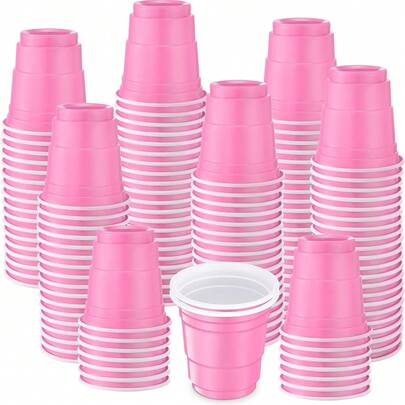 10/20/50/100pcs 2oz Pink Wine Glasses, Bright Pink Party Cups, Bachelorette Party, Birthday Party Glasses, Jello Shots, Baby Shower, Bright Pink Party Favors, Pink Party, Party Wine Glasses, Graduation Ceremony Cups