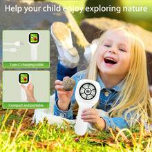 儿童袖珍显微镜玩具，4 倍变焦手持放大镜，带微距定焦和 3 级 LED 照明，用于照片/视频录制的数码显微镜，互动自然探索套件，适合 3-12 岁男孩和女孩 - 彩色 - 查看 5