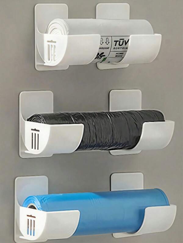 Set de 2 soportes de almacenamiento ajustables sin taladrar para bolsas de basura, estante para gabinetes, estante de almacenamiento para la cocina, estante para el lado del refrigerador, estante de almacenamiento muy atractivo para utensilios de cocina y artículos del hogar