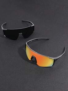 2-4pcs Men Wrap-Around Mirrored Reflective Classic Glasses Combination For Outdoor Riding Camping Skiing Accessories For Summer Beach Vacation,Outdoor,Travel