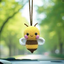 Haak bijen auto achteruitkijkspiegel houder, kamer decoratie, schattige hommel auto hangende ornament, een cadeau voor bijenliefhebbers auto hangend, haak schattige bijen tas ornament, auto interieur decoraties