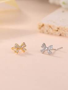 1 件可爱蝴蝶结 L 型鼻钉 - 闪亮白色 CZ 18K 镀金 20G 鼻环，精致 L 形弯曲鼻穿孔首饰，适合女性，防过敏且舒适，适合日常佩戴 - L-Pin-Nose-Stud - 查看 6