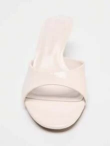 全新夏季女鞋漆面效果穆勒式尖头高跟凉鞋 [请参考尺码表了解尺码] - 米色 - 查看 4