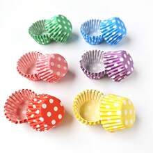 圆点纸杯蛋糕衬垫、迷你烘焙纸杯、纸杯蛋糕烘焙杯、烘焙用品 - 500pcs - 查看 5
