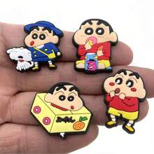 10 piezas de Dijes de Zapato con estilo Anime Crayon Shin-Chan, accesorios kawaii para zapatos, decoración DIY, regalos, coleccionables para fanáticos