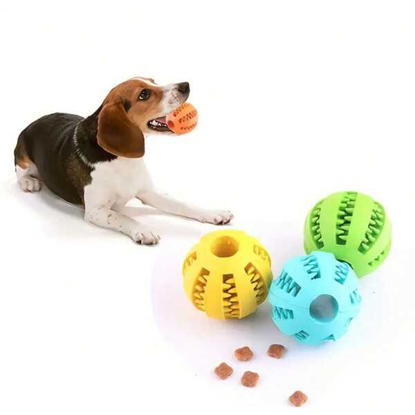 Pelota Juguete con croquetas unicolor con diseño para limpiar los dientes