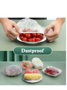 A Set Of 500pcs/50pcs Reusable Adhesive Bags, Suitable For Flexible Food Storage Covers, With Adjustable Plastic Seals, Suitable For Outdoor Use, Picnics, Hotels, Leftovers, And Fruit Packaging - And Can Also Be Used As A Transparent Shower Cap, Suitable For Hair Salons And Restaurants.