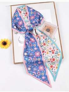 1入組女士春夏款休閒模擬絲質圍巾，專業印花圍巾適用於脖子、頭巾，薄型裝飾圍巾或腰帶，頭巾時尚髮箍 - A - 查看 11