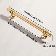 6件装铝合金黑金门把手衣柜厨柜抽屉实心拉手家具把手欧式现代五金 - 金色 - 查看 7