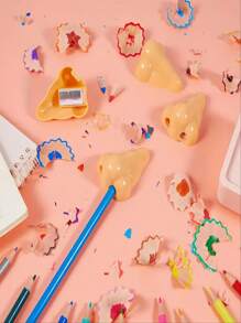3pcs Unique Nose Shaped Pencil Sharpeners, Cute And Attention-Grabbing, Quirky Yet Fun Solution For Sharpening Pencils, Add A Touch Of Lightness And Humor To Tense Study Or Work Environment, Suitable For Students, Artists, Writers, Architects, Random Color & Style Back To School