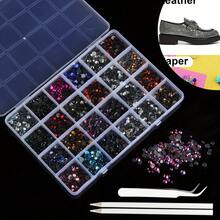 Worthofbest 约 13560/620010800 件混合尺寸热修复圆形人造宝石玻璃石热修复平底水钻，适用于工艺品服装 DIY 装饰、织物、衣服、皮革 - 可水洗