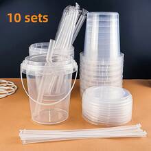 5/10sets33.81 Ounce Large Plastic Cups With LIDS And Straws - Reusable, Bisphenol A-Free Drink Cups For Iced Drinks, Fruits, Ice Buckets - For Parties, Festivals And Daily Use - 彩色 - 查看 5