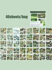 40 tờ/cuốn, Sổ dán hình phong cảnh thiên nhiên, Nhãn dán Crossroads Series, Kích thước nhỏ gọn, Thích hợp để làm sổ lưu niệm, trang trí nhật ký, sổ kế hoạch, thiệp - Nhiều màu - Xem 16