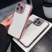 奢華電鍍水鑽閃粉手機殼，適用於 iPhone 17 16E 15 14 13 12 11 X XS Max XR Pro Plus、Galaxy S26 A02S -A07 A12-A17 A22-A26 A32-A36 A50-A56 S20-S25、Honor Magic Reno Smart - 粉色 - 查看 8