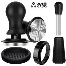 1 juego de 51/53/58mm Espresso Coffee Tamper Kit, 4/8 piezas, incluye Espresso Tamper, Anillo de dosificación magnético de metal, Estera para tamizar y Distribuidor de Pin, Base espiral de acero inoxidable con presión ajustable, adecuado para entusiastas del café en negocios y en el hogar, manualidades, fiestas, oficina y vuelta al cole