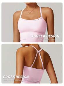 Yefecy Sutien sport cu push-up pentru femei, vestă de fitness, respirabilă, cu spate îngroșat, pentru alergare, sport, pentru femei active