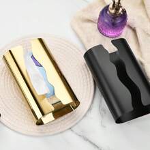 1pc Stainless Steel Elegant Rectangular Tissue Box Holder - Polished Finish, Perfect For Living Room, Bathroom & Dorm Decor School Supplies,Back To School
