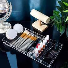 1 件透明亚克力多功能桌面可堆叠隔层盒，高清晰亚克力桌面太阳镜展示盒，带 6 个插槽储物托盘的眼镜展示架 - 無色 - 查看 9