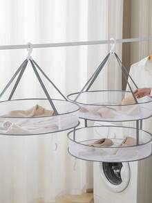 居家生活,洗衣双层,晾衣网,晾晒网兜,家用晾衣篮,内衣袜子毛衣晾晒神器,可折叠晾衣架,便携式,多功能晾衣网,居家必备