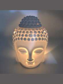 陶瓷佛头茶蜡烛台，陶瓷佛像香炉，烛台灯家居装饰，装饰佛头精油扩散器，蜡烛香薰扩散器，茶蜡烛台，瑜伽水疗佛像装饰 - 彩色 - 查看 3