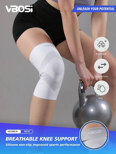 VBOSI 1 Piece 3D Knitted Knee Support – Breathable, Anti-Slip Compression Sleeve For Basketball, Running & Gym For Men Women