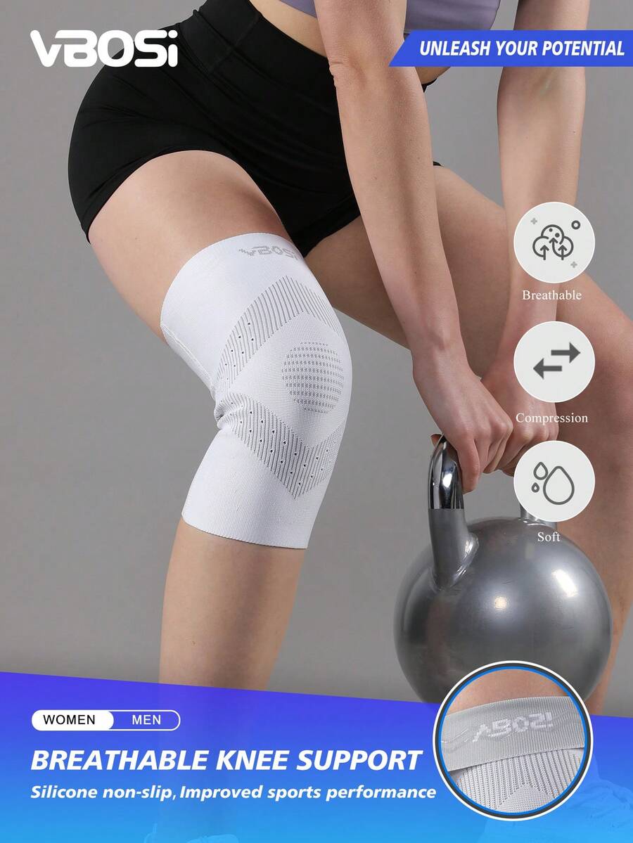 VBOSI 1pc 3D Knitted Knee Sleeve - Breathable Anti-Slip Compression Sleeve, Suitable For Basketball, Running And Fitness, Unisex