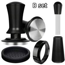 1 juego de 51/53/58mm Espresso Coffee Tamper Kit, 4/8 piezas, incluye Espresso Tamper, Anillo de dosificación magnético de metal, Estera para tamizar y Distribuidor de Pin, Base espiral de acero inoxidable con presión ajustable, adecuado para entusiastas del café en negocios y en el hogar, manualidades, fiestas, oficina y vuelta al cole