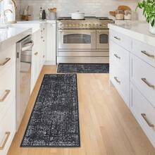 1 件复古做旧波西米亚风格长条地毯，1000 克天鹅绒 + 300 克圆点底组合地毯，经典美式花卉图案地毯，适用于客厅、卧室、厨房、浴室、洗衣房、走廊、入口、游戏室、男孩房、四季装饰垫、家居装饰 - 淺灰色 - 查看 2