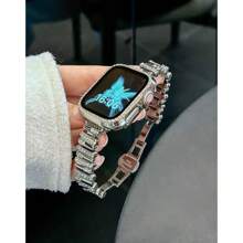 1 Peça Pulseira de Relógio de Metal para 49mm 45mm 46mm 44mm 42mm 40mm 41mm 38mm, Pulseira de Relógio de Metal Fashionable para Series 1-10, SE, Ultra 6-1