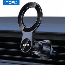 TOPK 适用于 Mag-Car 手机支架，[20 个超级磁铁] 磁性车载手机支架，汽车出风口手机支架，免提手机支架夹兼容 15 14 13 Pro Plus Max Mini Mag 手机壳兼容 、Android 手机，生日、家人、朋友的礼物汽车配件