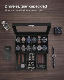 Cajas y organizadores de relojes - Regreso a la escuela Almacenamiento para dormitorios, Regalo de Navidad - Negro - Ver 5