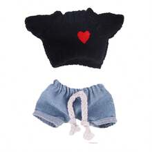 17厘米二代拉布布坐姿派对爱心毛衣+牛仔裤服装吊坠，玩偶服装 - 彩色 - 查看 6