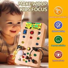 1 pieza Tablero ocupado de Montessori con luces LED, interruptor y herramienta destornillador - Juguete educativo y de actividad de viaje para mejorar las habilidades motoras finas, Juguetes Montessori, Tablero ocupado, Montessori, Juguetes Montessori, Tablero ocupado, Montessori