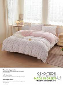2/3pcs Vintage Style Pink Floral Print Duvet Cover , Soft Microfiber White Pink Floral Bedding Set Girls Flower Botanical Duvet Cover With 4 Ties And Button Closure Aesthetic Garden Floral Comforter Cover With 1/2 Pillowcases(No Comforter), ,Good Gifts For Lover(No Comforter) Fit For Twin Full Queen King All Size.For Home Bedding And School Bedding Dorm Essentials