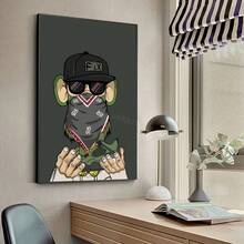 1 件有趣的动物猴子戴帽子时尚无聊海报帆布画现代家居客厅卧室房间酒吧咖啡馆装饰可选框架 - 彩色 - 查看 70
