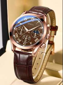 1pc Men's Business Wrist Watch Men Watches Top Brand Luxury Wristwatch Men's Clock Quartz Sport Watch Gift Men's PU Leather Band - Elegant & Comfortable Casual Watch