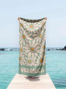 1 PEÇA Toalha de Praia com Estilo de Padrão Personalizado em Estilo Retrô com Nome, Secagem Rápida, Acessórios de Praia e de Viagem Macios e Confortáveis, Também Pode Ser Usada para Fitness, Yoga, Natação e Viagens à Praia.