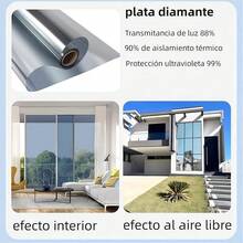 TOPTHEROAD 90X600CM Pelicula Privacidad Ventanas, Pelicula Privacidad Ventanas Película de Vidrio,Adherente Estático, Vinil para Ventana Protección para Hogar Cocina Oficina(Plateado) - Plateado - Ver 11