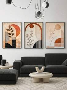 3 pièces Arts muraux classiques, Arts muraux élégants, Impression sur canevas abstraite, Impression sur canevas moderne, Peintures minimalistes, Affiche de feuille, Peintures classiques, œuvre d'art, Peinture, Décoration de maison, Esthétique de la pièce, Affiches, Cadeaux, Cadre en option
