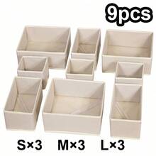 6/9/12个装可折叠收纳箱，布艺内衣收纳篮，适用于架子、家居衣柜、毛巾、玩具等物品的收纳，也可用于家居用品、生日装饰、新年礼物、情人节礼物等。 - 卡其色 - 查看 13