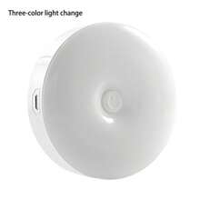 USB Rechargeable Round Magnetic USB Night Light, Touch Control, 3-Color Adjustable, Dimmable, Suitable For Breastfeeding, Diaper Changing, Bedroom, Hallway, Bathroom, Travel