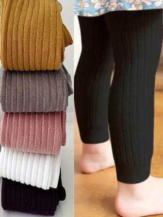 1 件装女婴黑色 3/4 紧身裤，简约紧身裤，适合所有季节