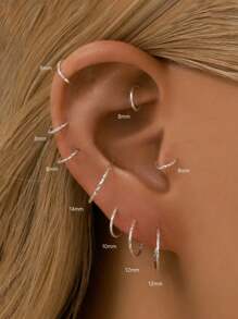 Silber Creolen | Knorpel endlose kleine Creolen Set für Frauen Männer Mädchen | Hypoallergen 925 Sterling Silber Tragus Ohrringe Nasen Lippen Ringe | Creolen Schmuck für Party Geburtstag Geschenk mit schöner Geschenkbox | 7 Größen Optionen (8mm/10mm/12mm/14mm/16mm/18mm/20mm)