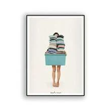 1pc Laundry Day Art Poster Good Quality Prints And Posters Vintage Room Home Bar Cafe Decor Aesthetic Posters Waterproof Paper ,Wall Art With Frame