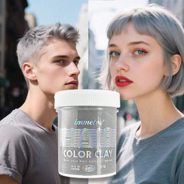 immetee Immetee 100ml One-Time Use Hair Wax/Mud, Grey, Dye Hair Material, Natural Styling, Not Stiff, Easy To Wash, For Daily Styling, Parties, Halloween, Birthdays, Customize Your Own Color Temporary Hair Dye