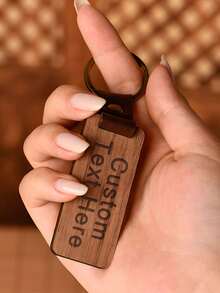1-12 pièces Porte-clés en bois de noyer noir avec anneau, gravure laser personnalisable avec nom, logo et texte, accessoire de porte-clés en bois personnalisé pour cadeau - Noyer - Voir 10