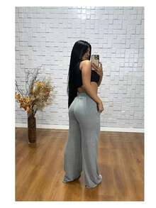 Women's Cold Weather Wide Leg Pants, Winter Fashion 2025 - Grey - View 2