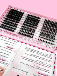 300pcs/Set Artificial Mink Eyelashes, 40D/60D/80D Fluffy Individual Eyelash Extensions, 5D Effect 0.07mm Curled Dramatic Eyelash Extensions 10-18mm Mixed Tray, Makeup Tools, High Volume Personal Eyelash Extension, Suitable For DIY Home Use, Everyday Makeup, Cosplay - D - 查看 10