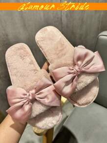 Elegantes pantuflas de mujer con lazo de terciopelo rosa para Día de San Valentín, fiestas y el hogar. Color rosa, negro, suela antideslizante de TPR de alta calidad y durable. Un poco costosas pero cuídate a ti misma, te amo (520), pantuflas para el Día de San Valentín