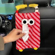 1pc Cute Monster Car Tissue Paper Holder/Car Seat Tissue Hanging Bag/Creative Cartoon Car Decor/Plush Tissue Box Cover For Bedroom